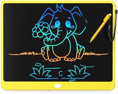 LCD Writing Tablet 16 Inch, Toys for 3 4 5 6 7 8 9Year Old Boys Girls, Colorful Doodle Board Drawing Tablet, Gift for Boys Age 3-12 Years, Memo Board, Drawing Pads with Lanyard (Yellow-16 Inch)