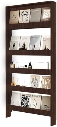 LINLIUA Behind the Door Bookshelf, 5 Shelf Behind Door Shelves with Storage, Space-Saving Wall Mount Narrow Bookcase Cabinet for Living Room Bedroom
