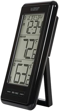 La Crosse Technology 308-43647-INT Digital Black Wireless Thermometer with Indoor Humidity, LCD