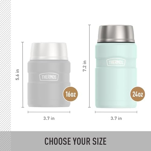 THERMOS Stainless King Food Jar with Bowl, 24oz, Matte Light Blue