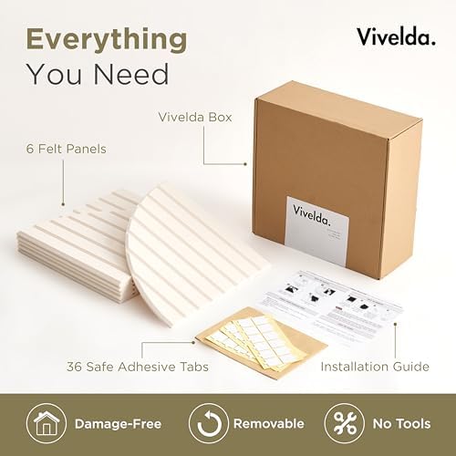VIVELDA Large Felt Bulletin Board Arched 35" x 24" - Cork Board Alternative for Wall, 6 Felt Tiles with 32 Adhesive Tabs, Stylish Pin Board for Home Office, Bedroom & Classroom (Linen)