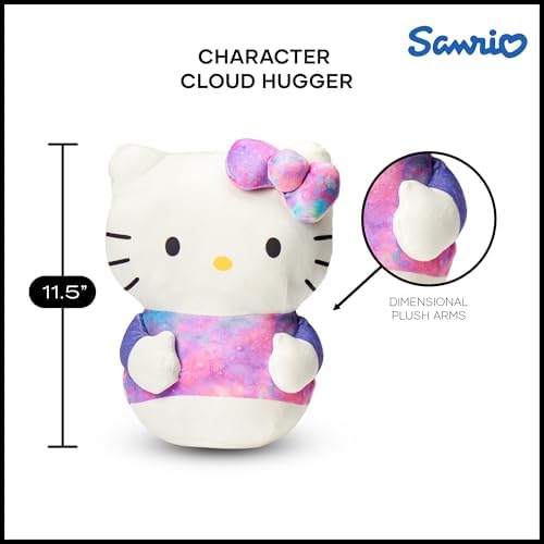 Sanrio Hello Kitty Cloud Hugger PiIlow, Pink Plush Character Shaped Design, Stuffed Animal for Girls and Boys, 11.5 Inches
