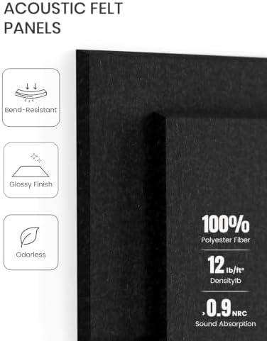 Fluxynara Felt Bulletin Board & Cork Board Alternative, Black