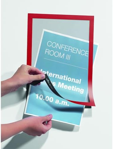 Durable Duraframe Sign Holder, Self-Adhesive, Red, Letter Size, 2 Pack