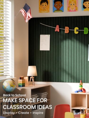 Bumusty 48"x 36" Large Felt Bulletin Board Tiles, Pine Green