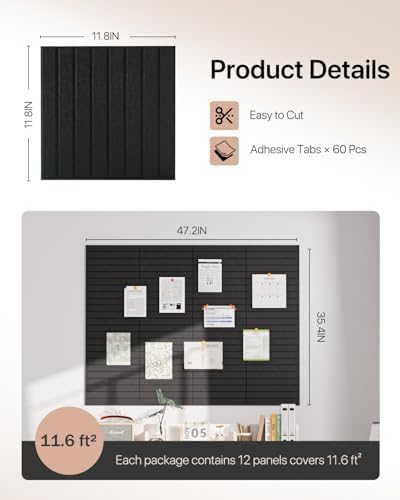 Acoustic Panels 12 Pack Square Soundproof Wall Panels with 60 Adhesive Tapes, High Density Acoustic Foam Panels Sound Proof Foam for Home Office, Recording Studio, Ceiling, 12" X 12" X 0.4"