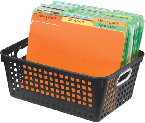 Really Good Stuff Large Plastic Book Baskets, 13.25" by 10" by 5.5"-12-Pack