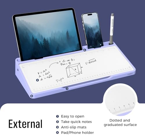 loukin Glass Desktop Whiteboard, 15.3" x 5.6" Dry Erase Desk Board, Purple