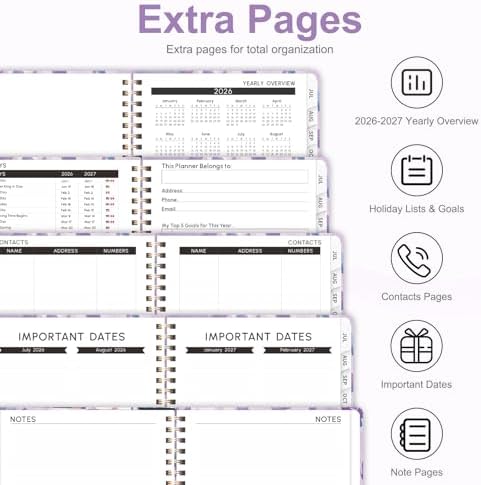 Planner 2026-2027, Weekly and Monthly Academic Planner, July 2026 - June 2027, Hardcover Calendar Agenda Book for School Year Planning, School Supplies for Teacher and Student, A5(6.3'' x 8.5'')