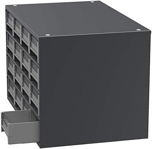Akro-Mils Steel Garage Storage Cabinet, Small Parts Organizer Metal Cabinet for Hardware, Nails, Screws, Bolts, Nuts, and More, 17" W x 11" D x 11" H, 16-Drawer, Gray Cabinet/Gray Drawers (19416)