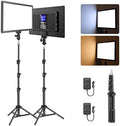 NEEWER Basics 13" LED Video Light Panel, 2 Pack with Tripod Stands, NL-192B
