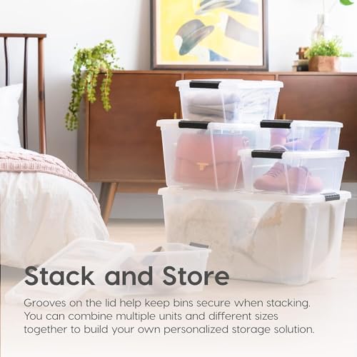 IRIS USA 4-Pack 13 Quart Storage Bins with Lids, Pearl