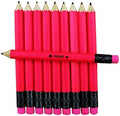 EZPENCILS & GIFTS - Golf Pencils Tipped with Eraser (1/2 a Pencil - Pew Pencils) - Neon Pink Colored Barrel - FREE-PERSONALIZATION - 2HB Black Lead - Custom Text - Non-Smear Eraser – Package of 60