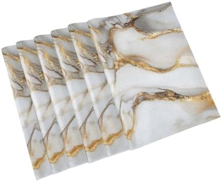 ALAZA Luxurious Marble Pattern Set of 6 Placemats Rectangle Table Mat for Dining Table Restaurant Kitchen Home Decor, 12" x 18"