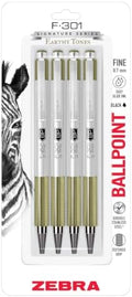 Zebra Pen F-301 Signature Series Ballpoint Pen, Black, 0.7mm, 4-Pk (27244)