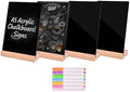 Pintuson 4 Pack Mini Chalkboard Signs - 8x6 inch Acrylic Chalk Board - Small Chalkboard Signs with Beech Base - Double Sided Blackboard for Display Menus, Food Signs, Message Boards, Table Numbers