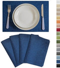 Demetex Cloth Table Placemats Heat Resistant Linen Place Mats Set of 4 Navy Blue Stains Resistant Plate Mats for Dinner Party Banquet, Indigo