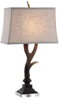 JONATHAN Y Antler 29.5" Rustic Resin Crystal Metal Table Lamp, Brown/Clear