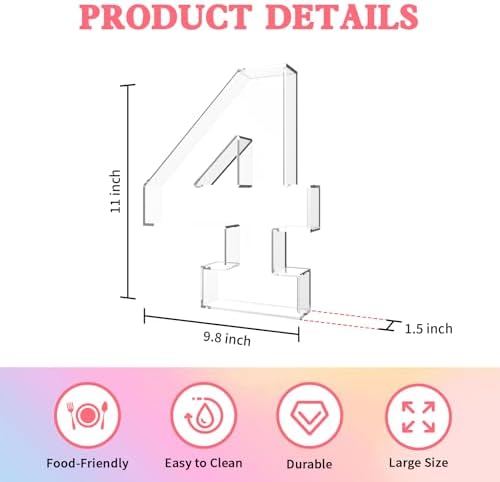 11" Acrylic Number Charcuterie Tray, Fillable Charcuterie Box (Number 4)