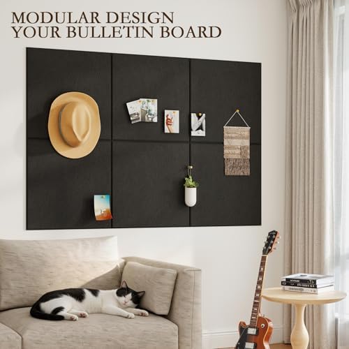 JBER Cork Board Alternative, 12 Pack 48" x 36" Felt Bulletin Board, Black