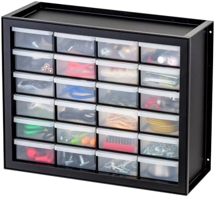 IRIS USA 24-Drawer Plastic Storage Cabinet, Teacher Toolbox, Garage, Black