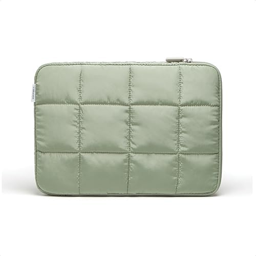 U Brands Nylon Puffy Zipping Medium Laptop Sleeve, 9.75" x 13", MacBook Bag, Laptop Case for MacBook Pro, MacBook Air, Chromebook, HP Computer, Matcha Green
