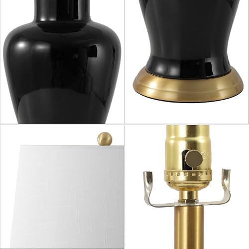 JONATHAN Y Julian Classic Ceramic Urn Metal LED Table Lamp 29", Black