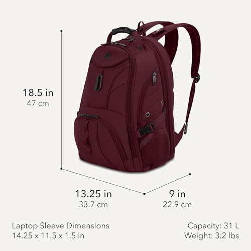 SWISSGEAR 1900 ScanSmart Laptop Backpack, Fits Most 17-Inch Laptops, TSA-Friendly Lay-Flat Design, RFID Protection, and Tablet Pocket, Black, 31L, 18.5-Inch