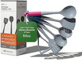 Restaurantware Silicone Utensil Set Pack of 1 Non-Slip Handle 6-Piece Nylon Kitchen Tool Set, Heat-Resistant Dishwasher-Friendly Cooking Accessories, Durable Assorted Cooking Utensils