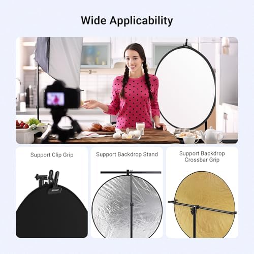 NEEWER 43 Inch/110 Centimeter Light Reflector Diffuser 5 in 1 Collapsible Multi Disc with Bag - Translucent, Silver, Gold, White, and Black for Studio Photography Lighting Outdoor