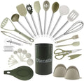 COOK WITH COLOR Silicone Cooking Utensils, Kitchen Utensil Set, Easy to Clean Silicone Kitchen Utensils, Cooking Utensils for Nonstick Cookware, Kitchen Gadgets Set, 38 Piece, Green