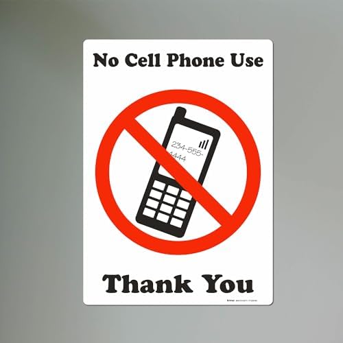 Brimar No Cell Phone Use Thank You Sign 10"x14" Peel and Stick Vinyl Label