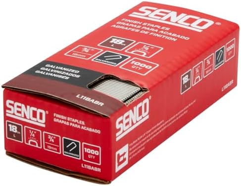 SENCO Collated Medium Wire Staples, Galvanized, 18 GA (L11BABR) 1,000 Box