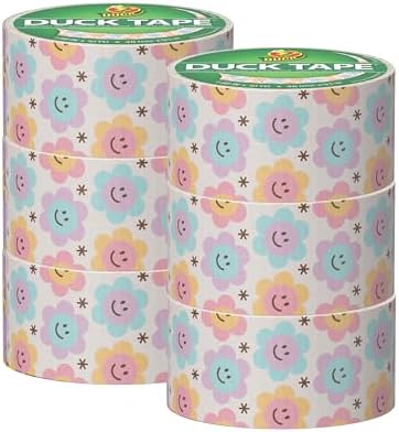 Duck Brand Duct Tape Colors and Patterns, 1.88 Inches x 10 Yards, Groovy Daisies Duct Tape Pattern, 6 Rolls