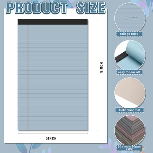 Lincia 12 Pcs 5" x 8" Colored Legal Pads Small Legal Pad(Dreamy Colors)