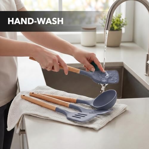 OVENTE Silicone Cooking Utensils Set, 17pcs, Heat Resistant, Grey SPS17G