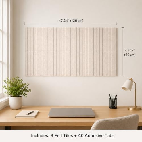 8 Pack Large Felt Bulletin Board Tiles, 48" x 24" Felt Pin Board