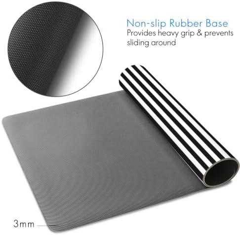 Classic Black White Stripes Desk Mat Large Gaming Mouse Pad