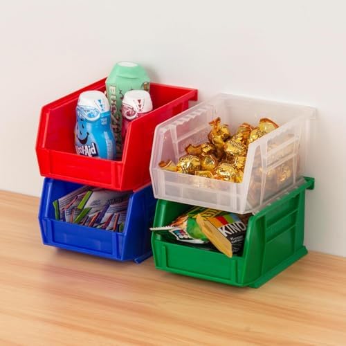 Akro-Mils 30210 AkroBins Plastic Storage Bins, 5"x4"x3", Blue, 6-Pack