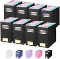 BALEINE 8PK File Organizer Box, Cardboard File Folder Organizer with Handle | Strong Corrugated Paper Core, Label Stickers for Identification, Hanging File Folder Organizer, Home Office Document Storage