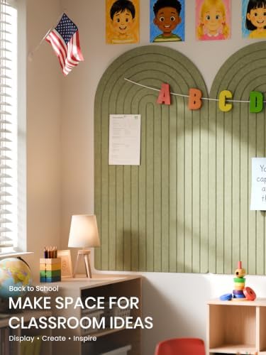 Large Arched Felt Bulletin Board 47.2''×25.5'', Olive Green