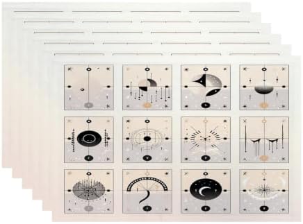 Batmerry Abstract Designs Placemats, Set of Minimalist Cards Washable Linen Table Mats for Kitchen Table Double Insulation Decor Dining Set Indoor Outdoor 12X18 in Set of 6