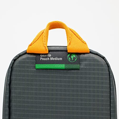 Lowepro GearUp Pouch Medium, Travel Essentials, Travel Case for PC Cords, Cables, Adapters, Batteries, Chargers, USB Sticks, Laptop Accessories, Made of Recycled Fabric, Grey