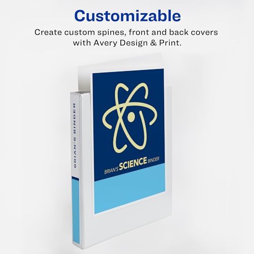 Avery Heavy-Duty View 3 Ring Binder with 1 Inch Rings, 5 Tab Easy Print & Apply Clear Label Binder Dividers, Office Supplies Set (01687)