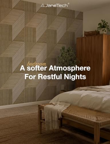 JaneTech 6 Pack Wood Acoustic Panels, Decorative Acoustic Wall Panels Sound Absorbing with Nano Glue for Recording Studio, Home Office, Conference Room, Facet Ridge, 23.62x23.62 Inches