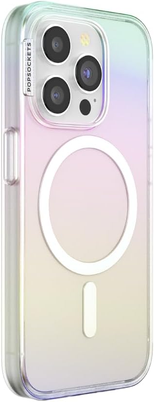 PopSockets iPhone 15 Pro Phone Case with MagSafe- Shimmer | Magnetic, Wireless Charging, Camera & Drop Protection, Rainbow, Colorful, iPad, Removable, Popper