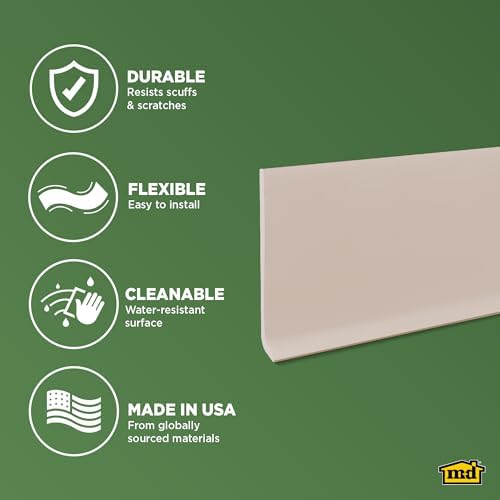 MD Building Vinyl Wall Base, Desert Beige, 4in x 48in, 0.08in Thick
