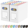 Oterri Portable Collapsible Cardboard File Box with Handle for Letter-Size | 2-Pack. Stainless Steel Handle. Label Stickers Included. Fits Letter Folders (Not Included). Home, Office, School, Dorm, Tax.