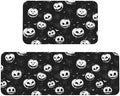 Thanksgiving Halloween Pumpkin Kitchen Floor Mat Set of 2, Non Slip Rugs Absorbent Mats for Floor Countertop Office Home, Black White Indoor Outdoor Decor Doormat 17" x 29.5" + 17" x 47"