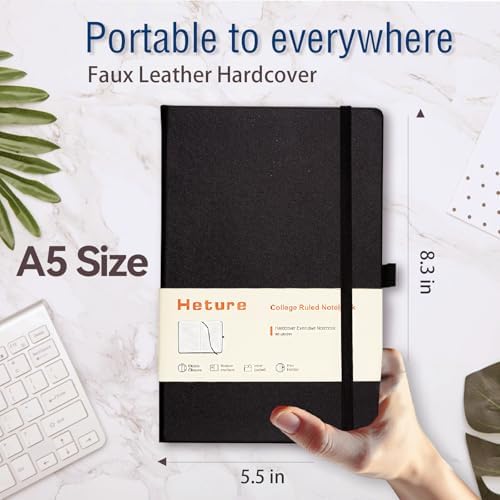 Heture Hardcover Black Notebooks, A5 Lined Notebook for Work 12 pack